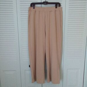 MOVE LOUNGEWEAR XL STRAIGHT SAND TAN PULL-ON ELASTIC WAIST LIGHTWEIGHT PANTS
